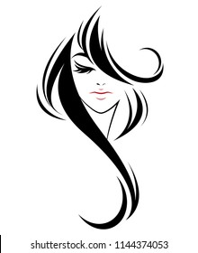 Illustration Women Long Hair Style Icon Stock Vector (Royalty Free ...