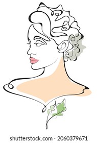 illustration of women long hair style ,  women picture line drawing style on white background, vector