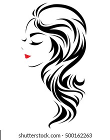 Illustration Women Long Hair Style Icon Stock Vector (Royalty Free ...