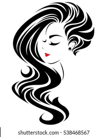 Illustration Women Long Hair Style Icon Stock Vector (Royalty Free ...