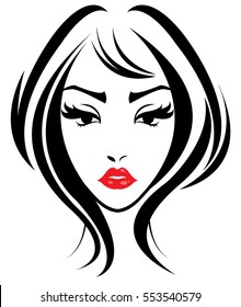 Illustration Women Long Hair Style Icon Stock Vector (Royalty Free ...