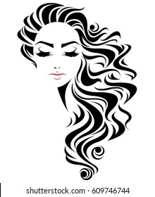 Illustration Women Long Hair Style Icon Stock Vector (Royalty Free ...