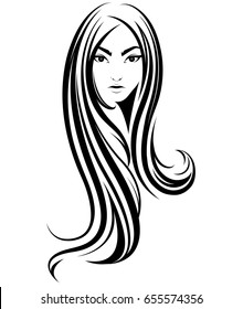 Illustration Women Long Hair Style Icon Stock Vector (Royalty Free ...