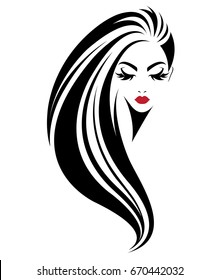 Illustration Women Long Hair Style Icon Stock Vector (Royalty Free ...