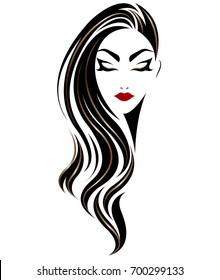 Illustration Women Long Hair Style Icon Stock Vector (Royalty Free ...