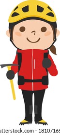 Illustration of women in mountaineering wear. Fashion when climbing snowy mountains.