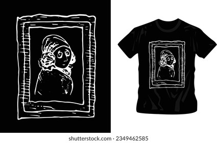 illustration of women in painting doodle design vector shirt editable template