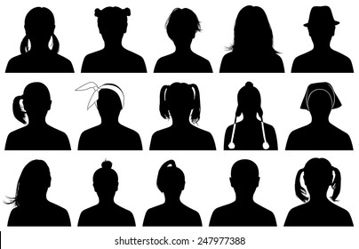 Illustration of women portraits isolated on white 