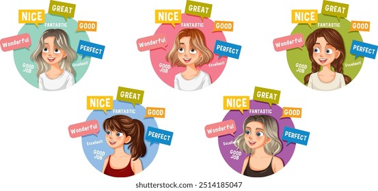 Illustration of women with positive affirmations