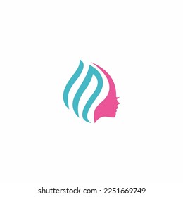illustration of women short hair with a hat, retro logo women face. woman face simple icon. lettering logo for cosmetics, spa and beauty salon.