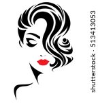 illustration of women short hair style icon, logo women face on white background, vector