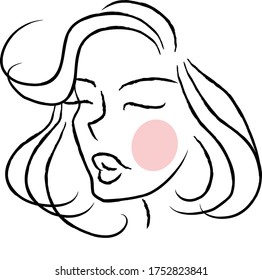 illustration of women short hair style icon, logo women on white background, vector hand draw 