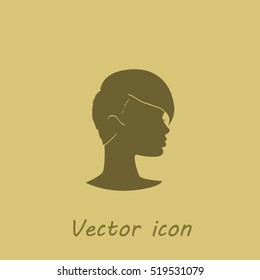 illustration of women short hair style icon, logo women face on white background, vector