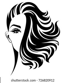 illustration of women short hair style icon, logo women on white background, vector