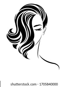 Illustration Of Women Shot Hair Style Icon, Logo Women On White Background, Vector