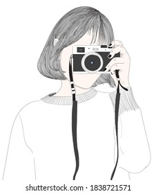 illustration Women taking pictures outside