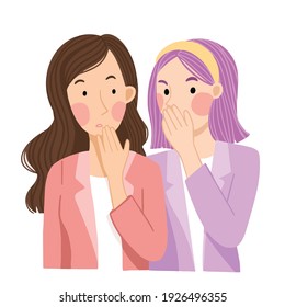 Illustration of women telling gossip. Vector illustration.