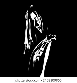 illustration of women . vector silhouette . Collection of silhouettes .