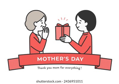 illustration of women who give presents on mother's day