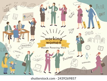 Illustration of women working in the office