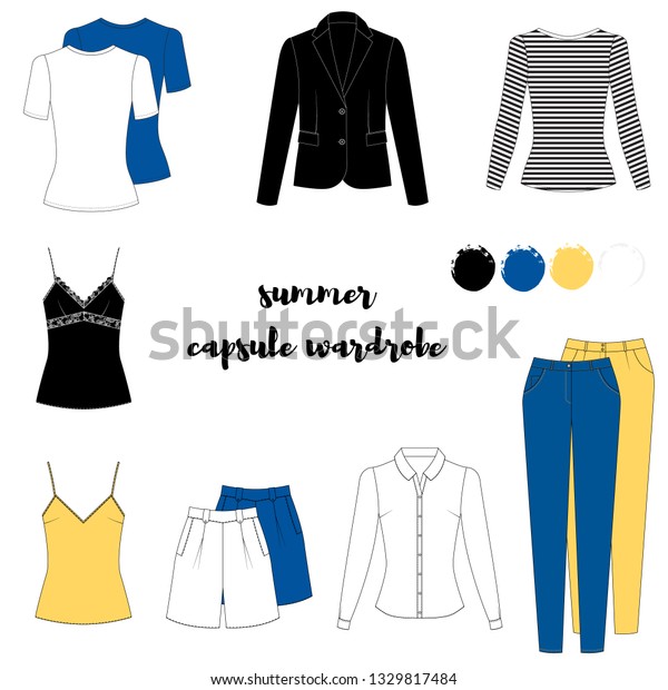 Illustration Womens Clothes Capsule Color Combination Stock Vector