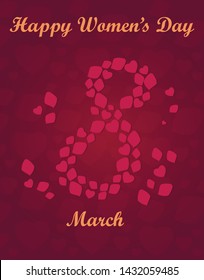 Illustration for the Women's Day the 8 of March, wishing them a happy and good time.