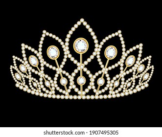 Illustration Womens Gold Diadem Tiara Precious Stock Vector (Royalty ...