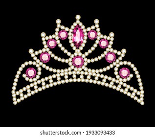 illustration women's gold diadem tiara with precious stones