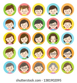 Illustration of Women's icon set.