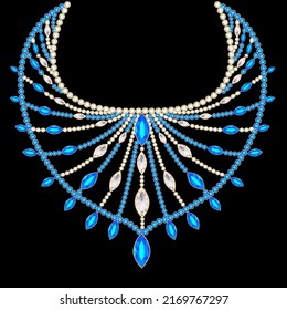 Illustration Women's jewelry necklace with precious stones