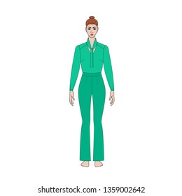 Illustration of women's shirt, pants, jacket, jeans, coat, blouse. Office or school capsule wardrope. Casual style. Romantic. Technical drawing