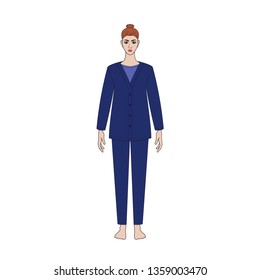 Illustration of women's shirt, pants, jacket, jeans, coat, blouse. Office or school capsule wardrope. Casual style. Romantic. Technical drawing