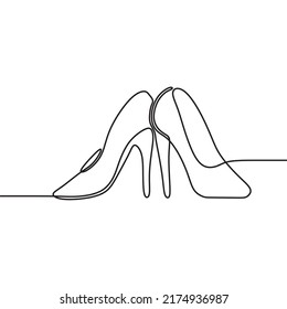illustration women's shoes continuous drawing single line art