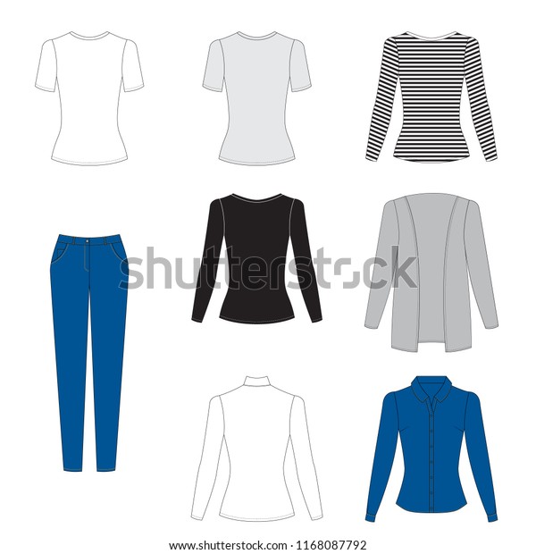 Illustration Womens Skirtshirt Underwear Pants Jeans Stock Vector