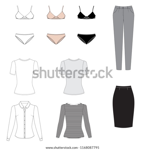 Illustration Womens Skirtshirt Underwear Pants Jeans Stock Vector