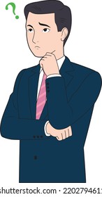 Illustration of a wondering male businessman