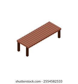 Illustration of a wood bench. Isometric and iconic material. No background, no main line.