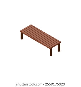 Illustration of a wood bench. Isometric and iconic material. No main line, right side method.