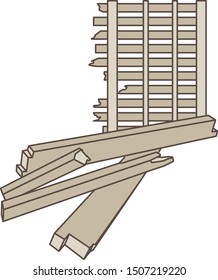 Ilustración del vector de material de chatarra de construcción de madera