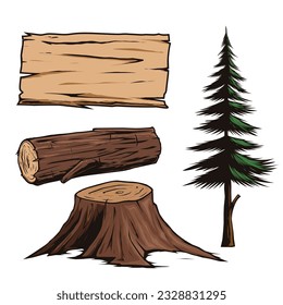 illustration of a wood set