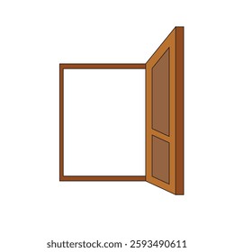 Illustration wood window open unique with blank background