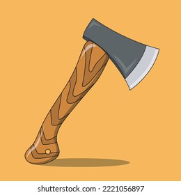 Illustration of a woodcutter's ax isolated on an orange background Design element for poster, card, banner, emblem, sign. Vector illustration