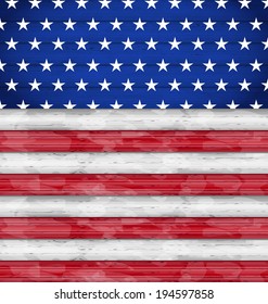 Illustration wooden American Flag for Independence Day - vector