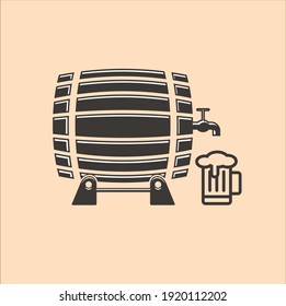 ilustración de la cerveza de barril de madera, icono para la cerveza artesanal.