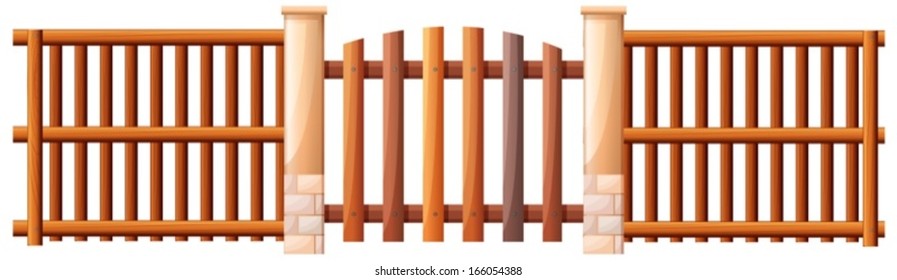 Illustration of a wooden barricade on a white background