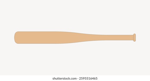 Illustration of a wooden baseball bat on a plain background. The baseball bat is light brown, simple design. Ideal for sports, baseball, or equipment themes. Vector illustration.