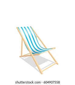 Illustration Wooden Beach Chaise Longue Isolated on White Background - Vector