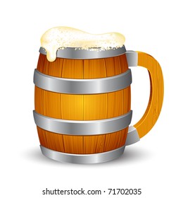 illustration of wooden beer mug on isolated background