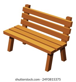 illustration of Wooden bench Isolated