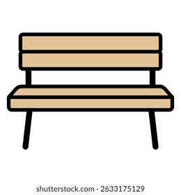 Illustration of a wooden bench for a park or garden on a white background